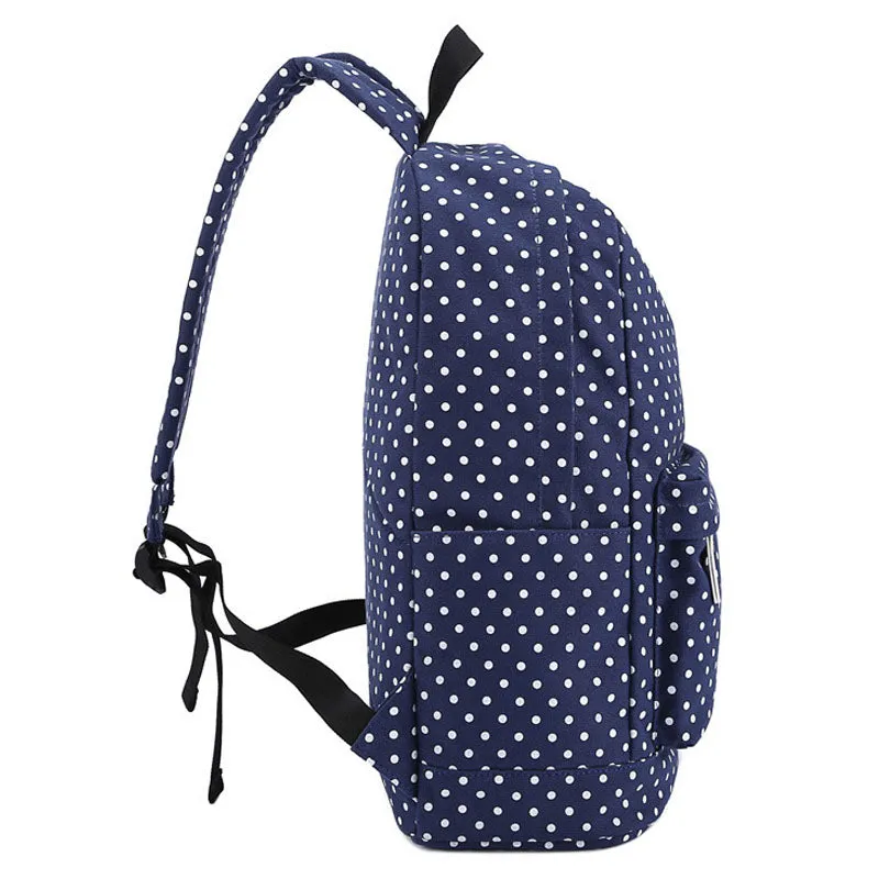 Polka Dots Backpacks Waterproof Laptop Canvas Bag Classical Bookbag
