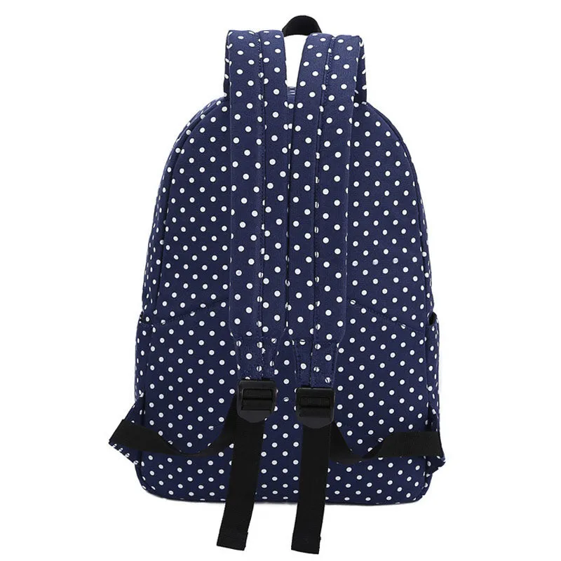 Polka Dots Backpacks Waterproof Laptop Canvas Bag Classical Bookbag