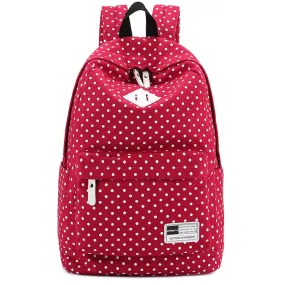 Polka Dots Backpacks Waterproof Laptop Canvas Bag Classical Bookbag