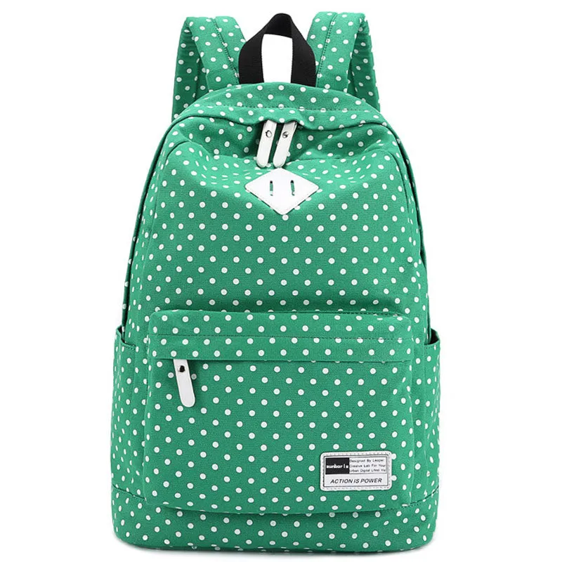 Polka Dots Backpacks Waterproof Laptop Canvas Bag Classical Bookbag