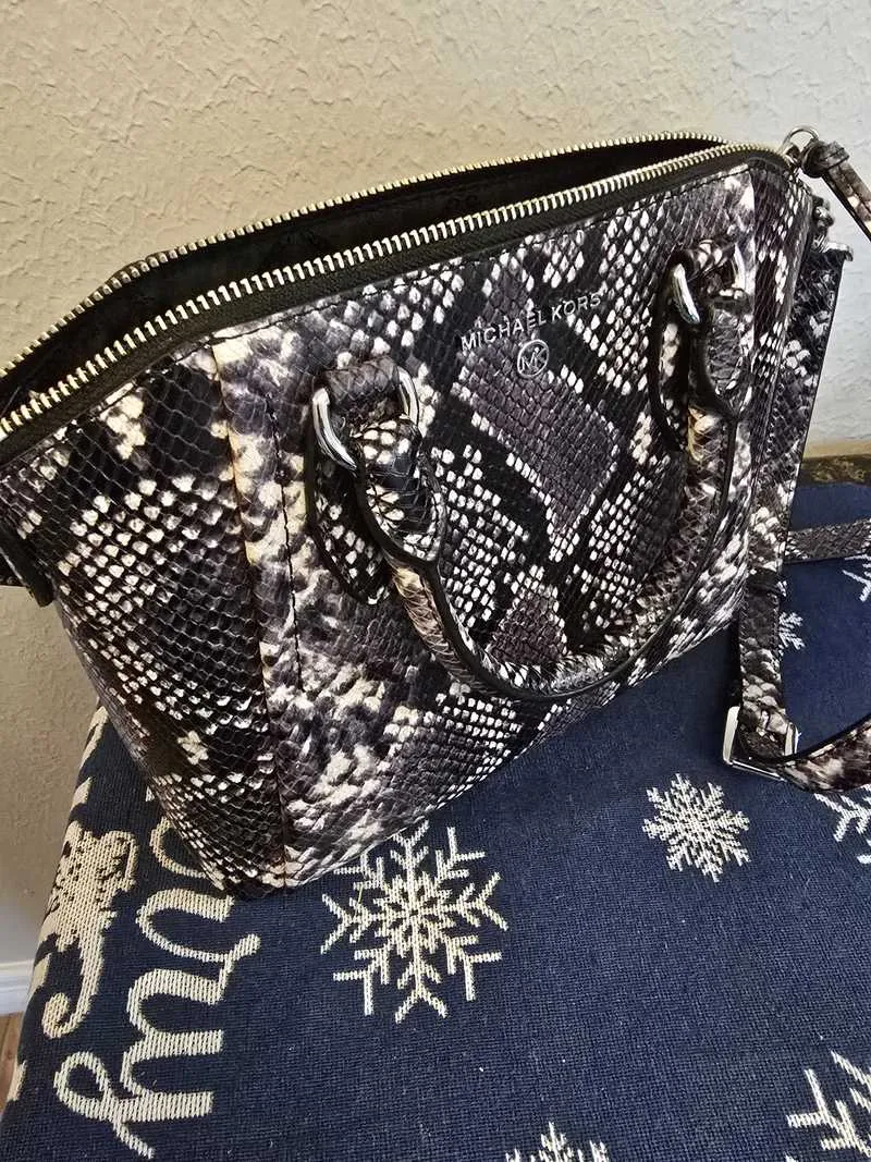 Sienna Medium Python Embossed Leather Satchel