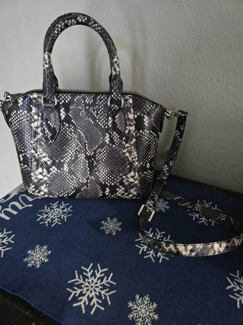 Sienna Medium Python Embossed Leather Satchel