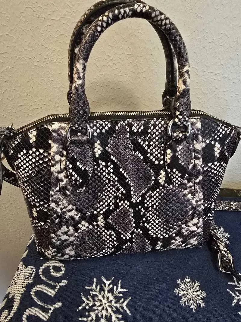Sienna Medium Python Embossed Leather Satchel
