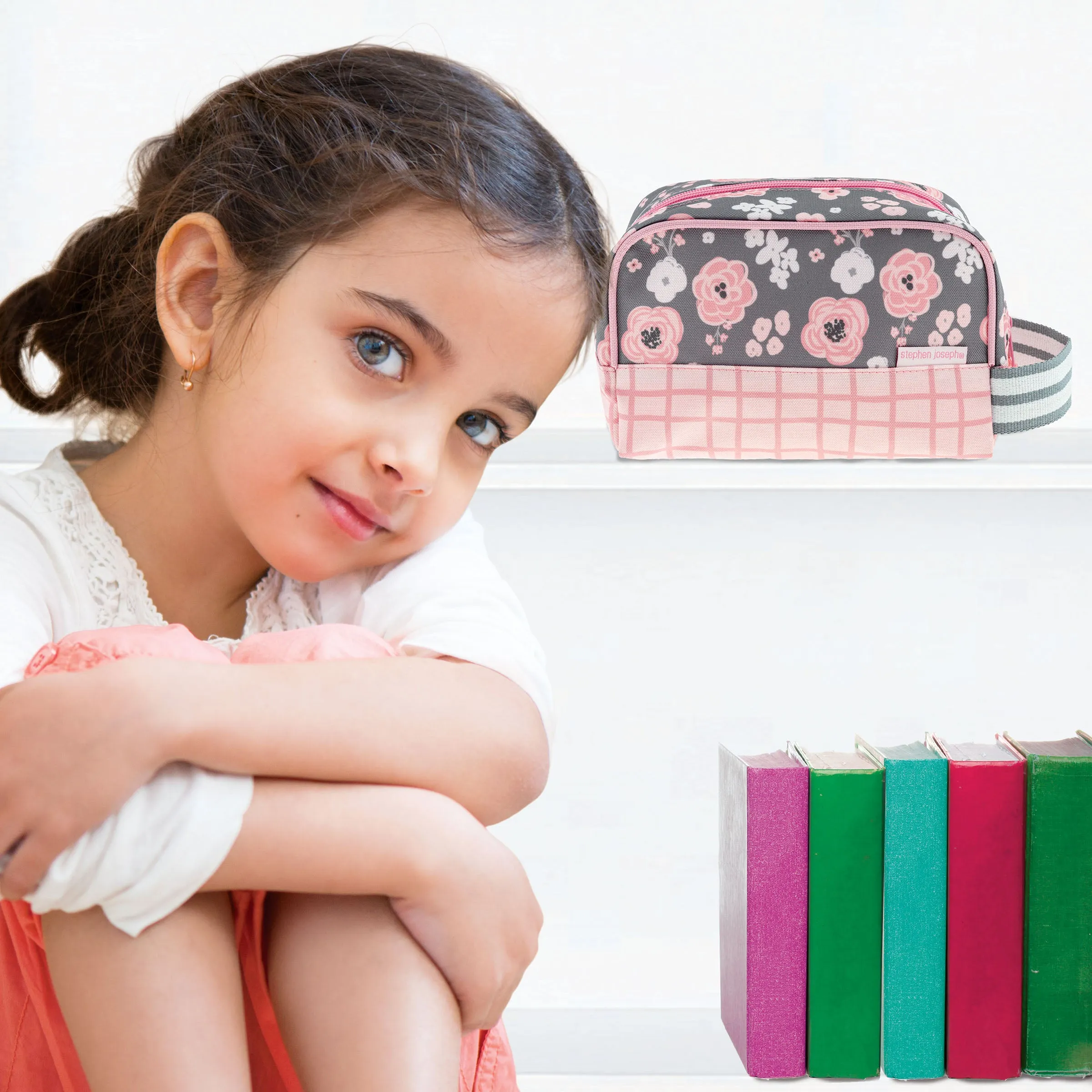 Stephen Joseph Kid's Travel Toiletry Bag, Stephen Joseph Kid's Travel Toiletry Bag, Charcoal Flower