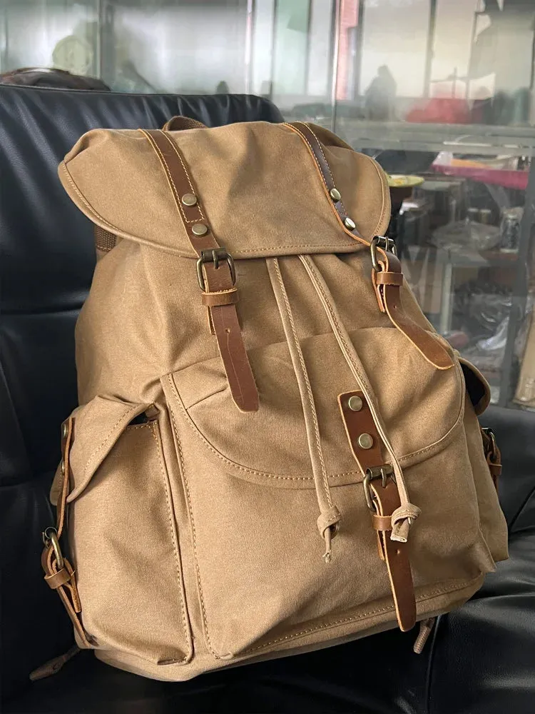 UAKISS  -  Men's Vintage Canvas Backpacks Men's Laptop Backpack Large Capacity Casual Travel Bag Man Schoolbag for Teenager Commuter Bag