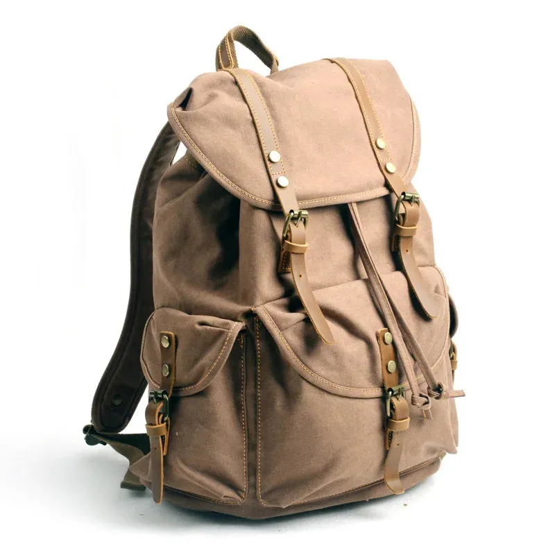UAKISS  -  Men's Vintage Canvas Backpacks Men's Laptop Backpack Large Capacity Casual Travel Bag Man Schoolbag for Teenager Commuter Bag