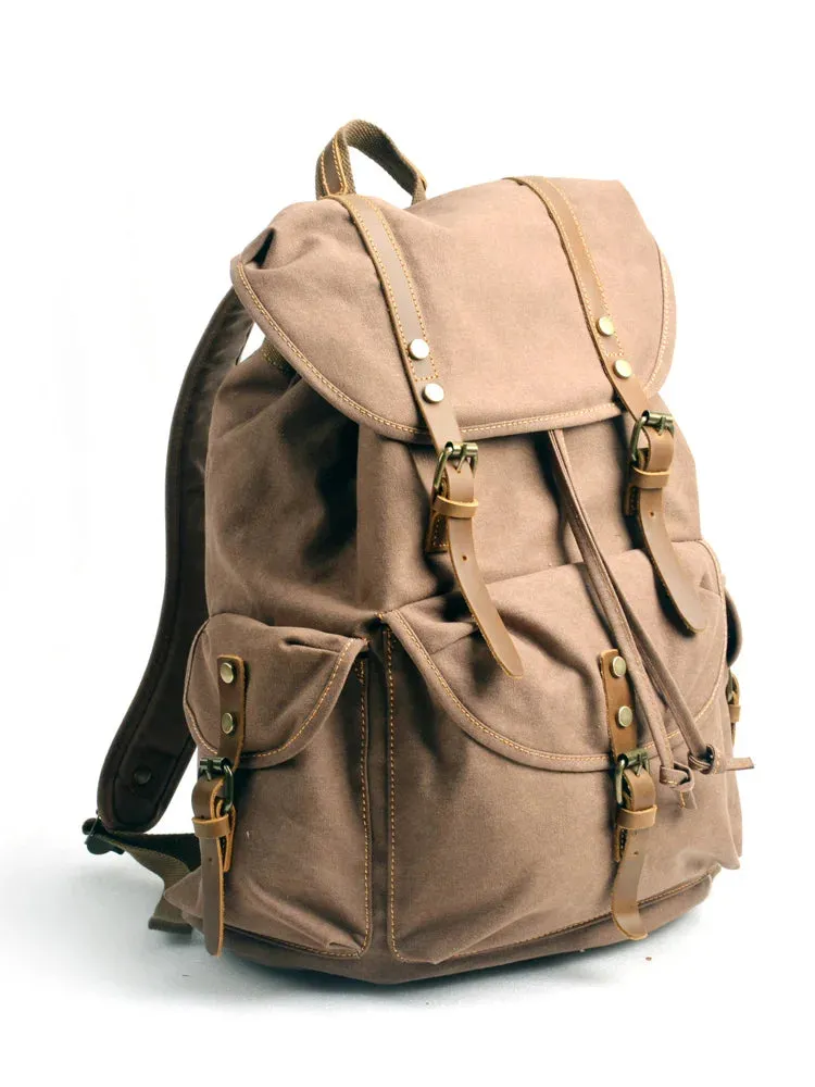 UAKISS  -  Men's Vintage Canvas Backpacks Men's Laptop Backpack Large Capacity Casual Travel Bag Man Schoolbag for Teenager Commuter Bag