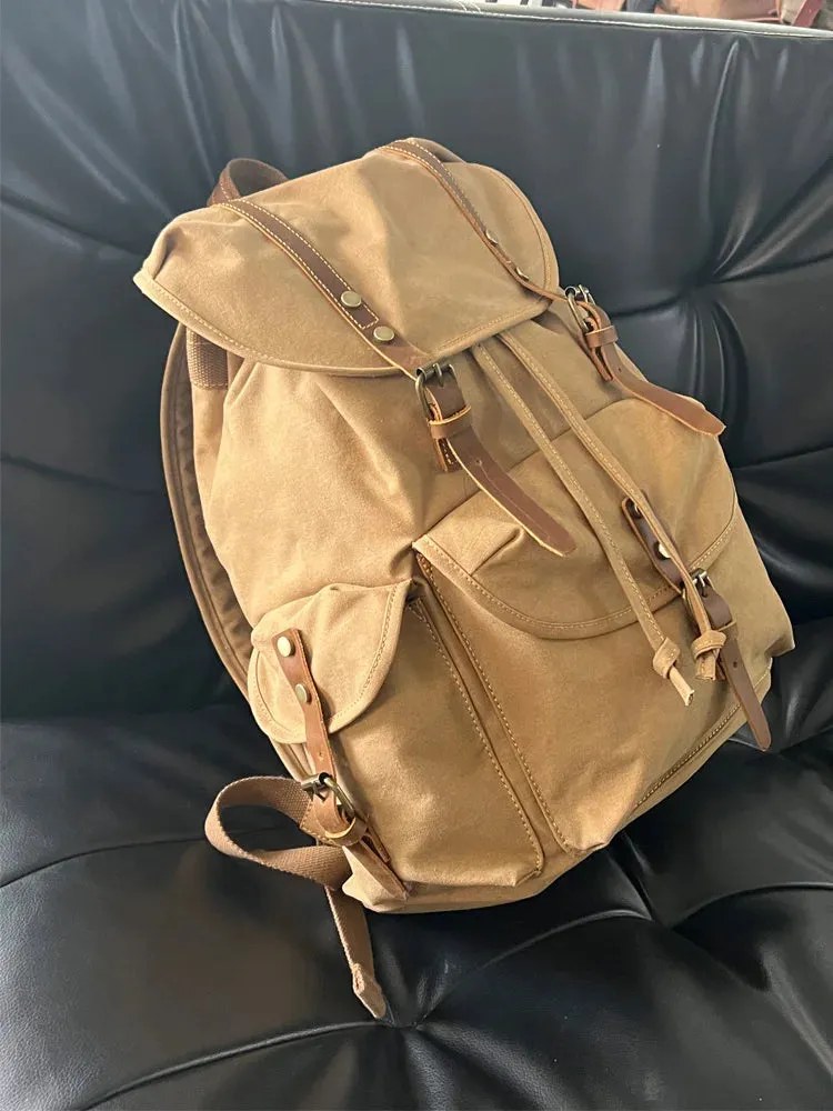 UAKISS  -  Men's Vintage Canvas Backpacks Men's Laptop Backpack Large Capacity Casual Travel Bag Man Schoolbag for Teenager Commuter Bag