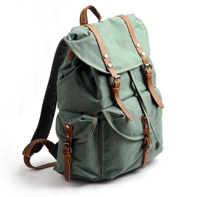 UAKISS  -  Men's Vintage Canvas Backpacks Men's Laptop Backpack Large Capacity Casual Travel Bag Man Schoolbag for Teenager Commuter Bag