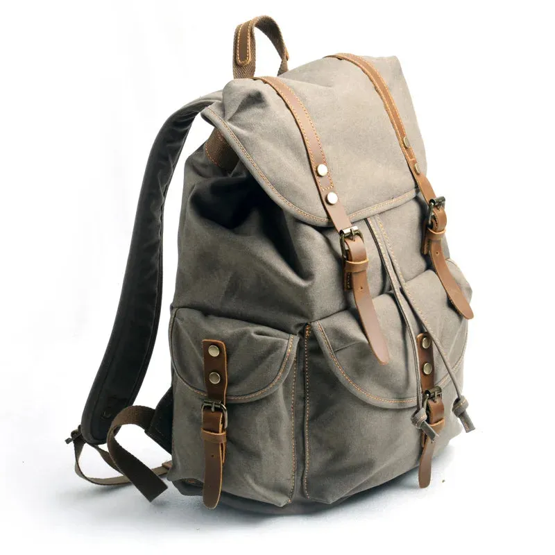 UAKISS  -  Men's Vintage Canvas Backpacks Men's Laptop Backpack Large Capacity Casual Travel Bag Man Schoolbag for Teenager Commuter Bag