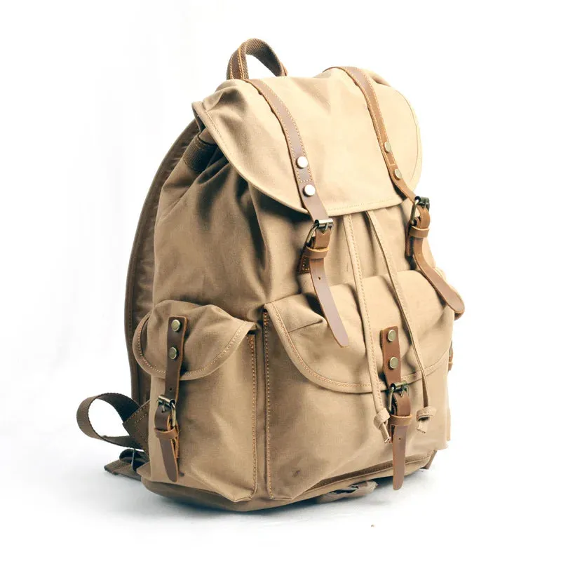 UAKISS  -  Men's Vintage Canvas Backpacks Men's Laptop Backpack Large Capacity Casual Travel Bag Man Schoolbag for Teenager Commuter Bag
