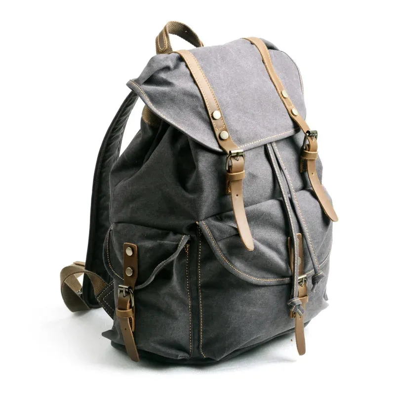 UAKISS  -  Men's Vintage Canvas Backpacks Men's Laptop Backpack Large Capacity Casual Travel Bag Man Schoolbag for Teenager Commuter Bag