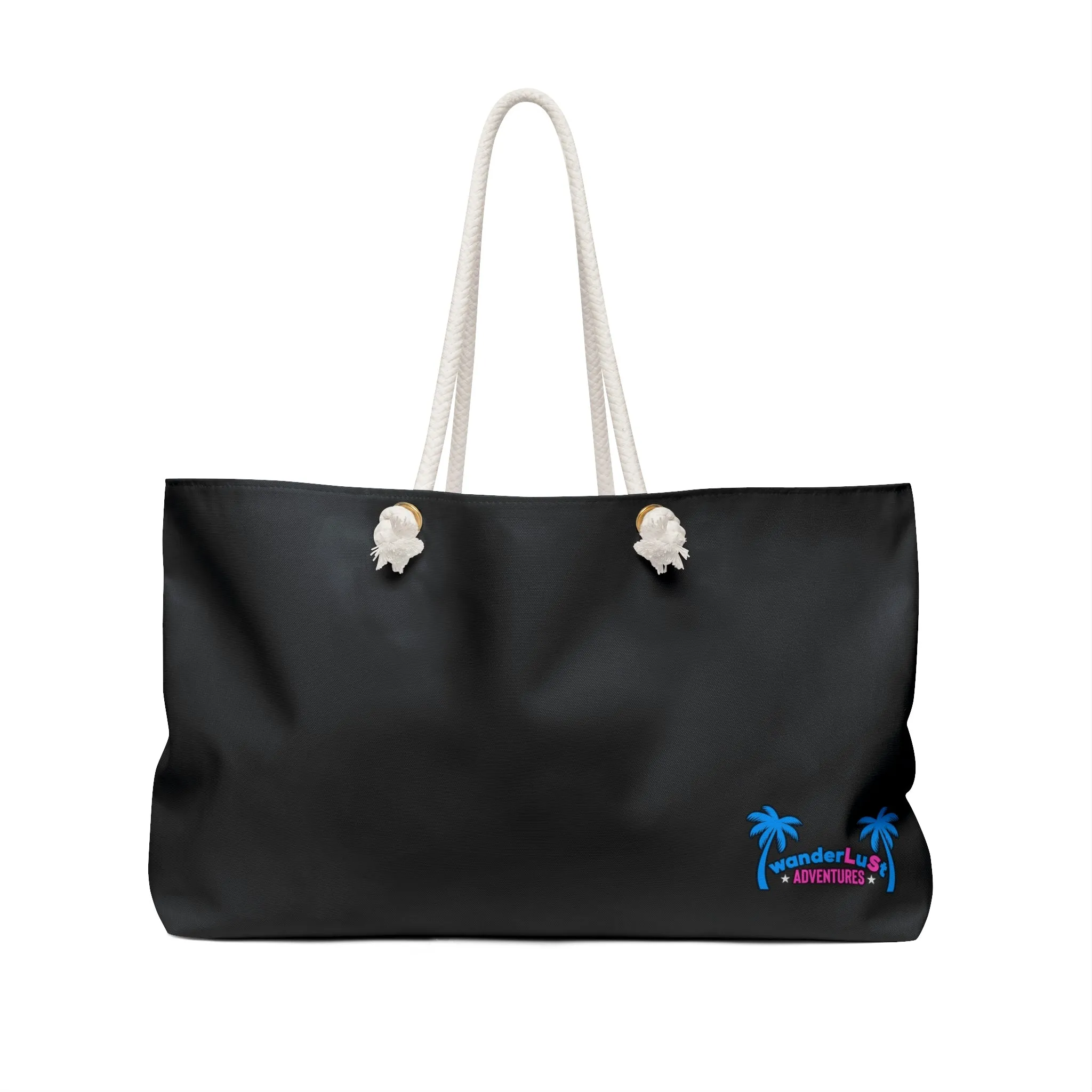 wanderLuSt ADVENTURES Black Small Logo Weekender Lifestyle Beach Travel Bag