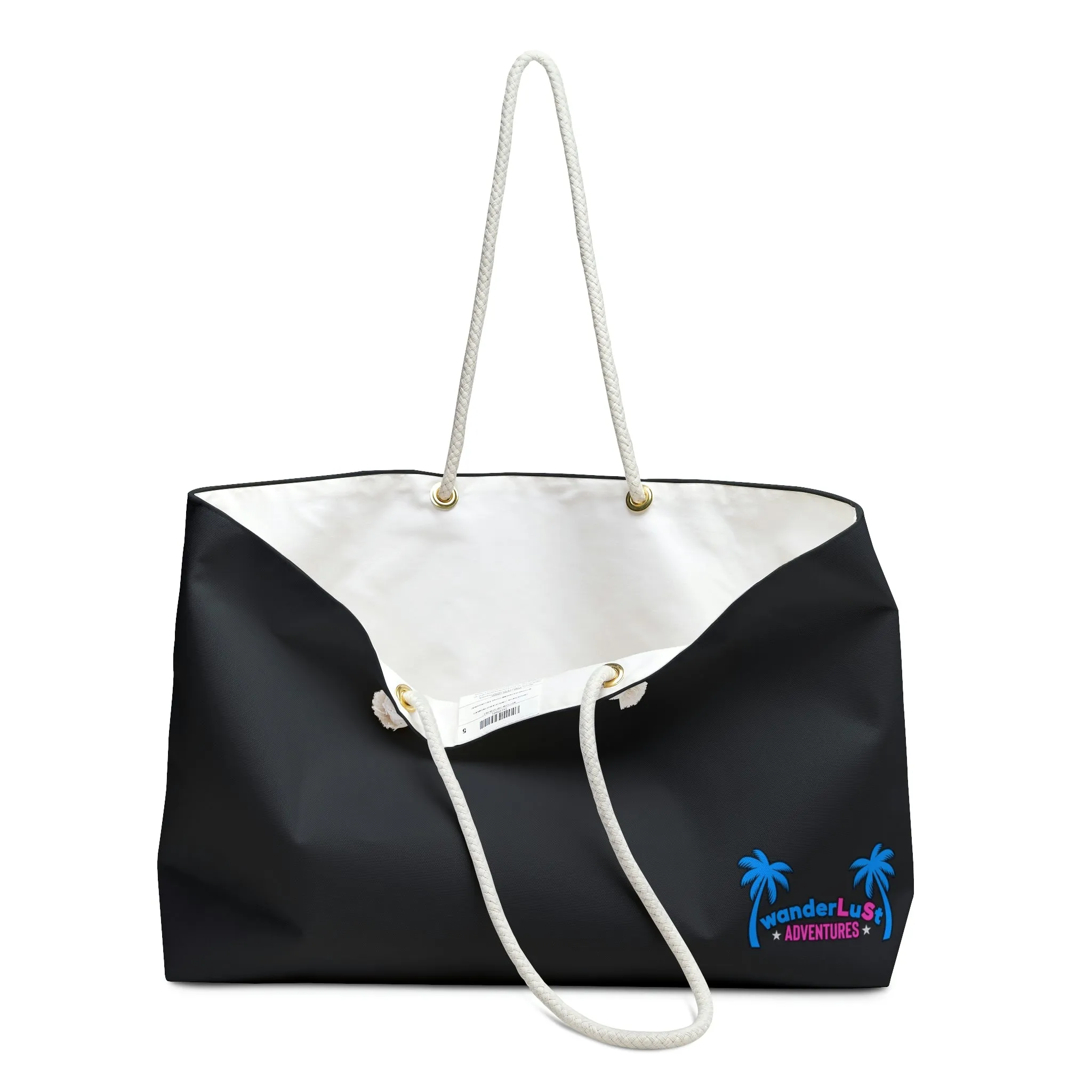 wanderLuSt ADVENTURES Black Small Logo Weekender Lifestyle Beach Travel Bag