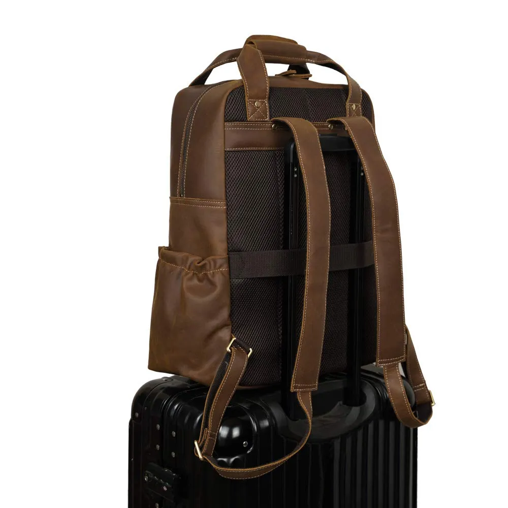 YAAGLE Men's Leather Backpack 15.6 inch Laptop Backpack Large Capacity Business Travel Office Daypacks with YKK Zipper YG8876