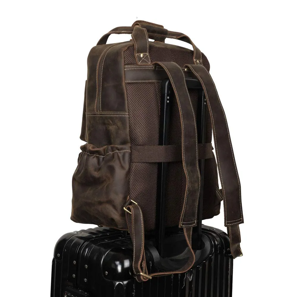YAAGLE Men's Leather Backpack 15.6 inch Laptop Backpack Large Capacity Business Travel Office Daypacks with YKK Zipper YG8876