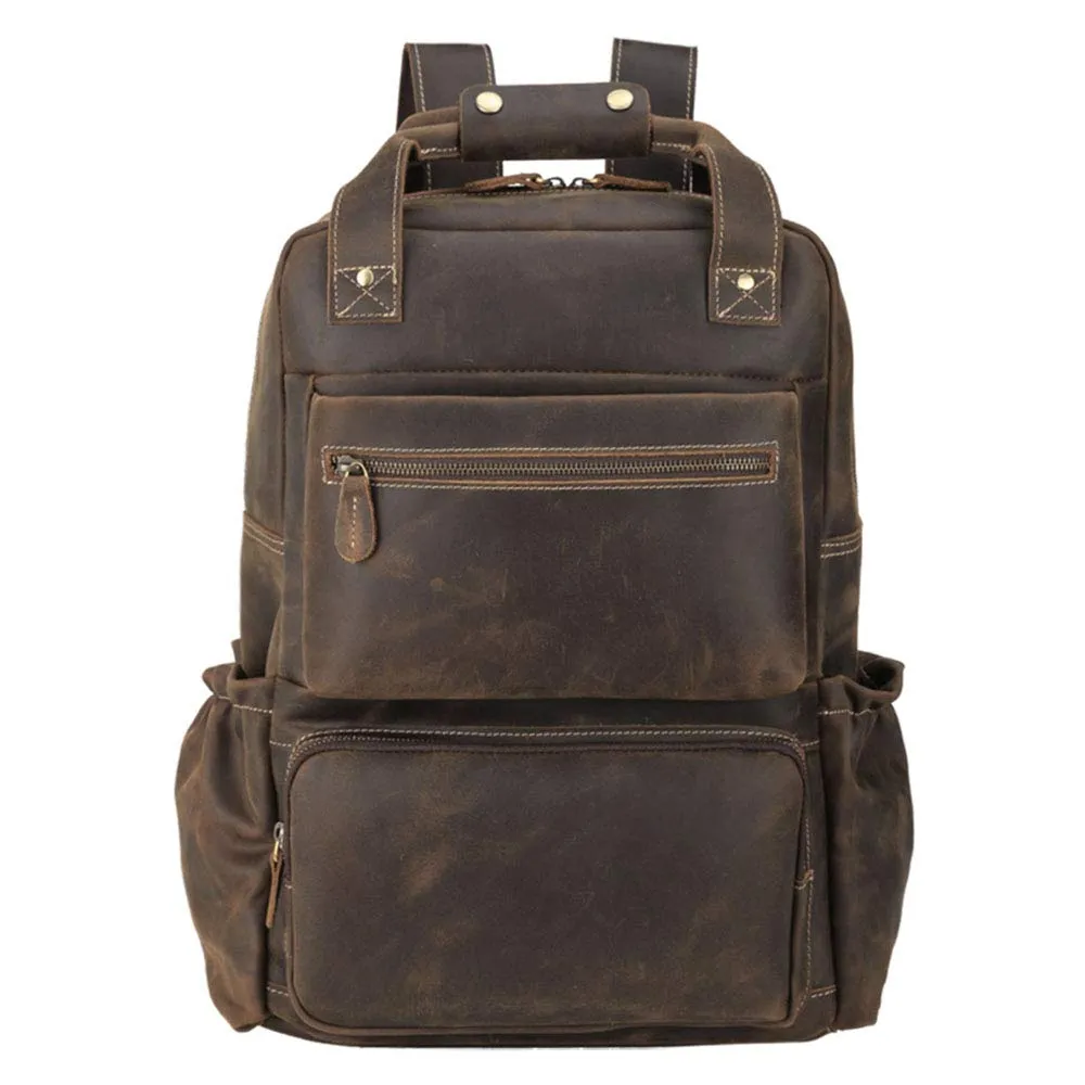 YAAGLE Men's Leather Backpack 15.6 inch Laptop Backpack Large Capacity Business Travel Office Daypacks with YKK Zipper YG8876