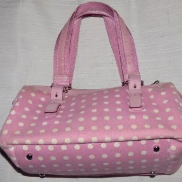YSL Pink Leather White Polka Dot Print Fabric