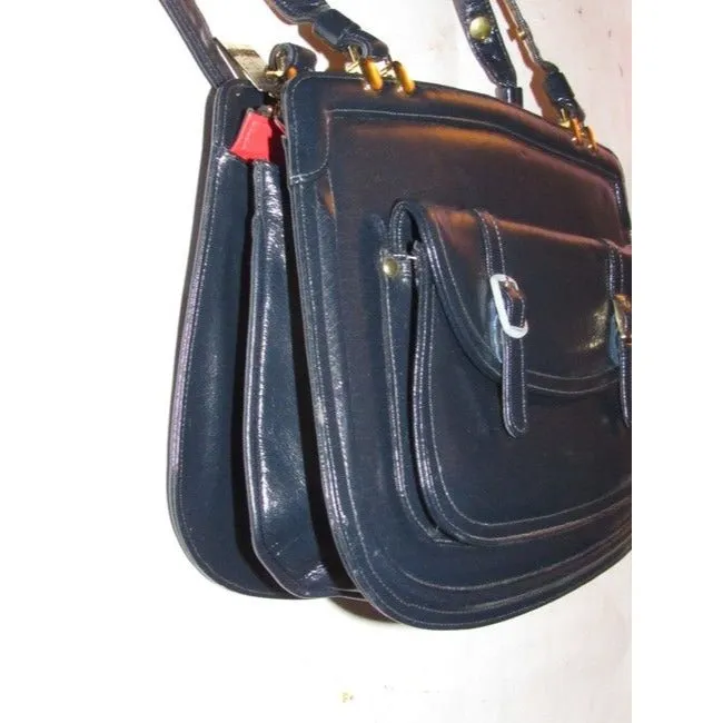 Zenith Vintage Pursesdesigner Purses Dark Navy Blue Leather Shoulder Bag