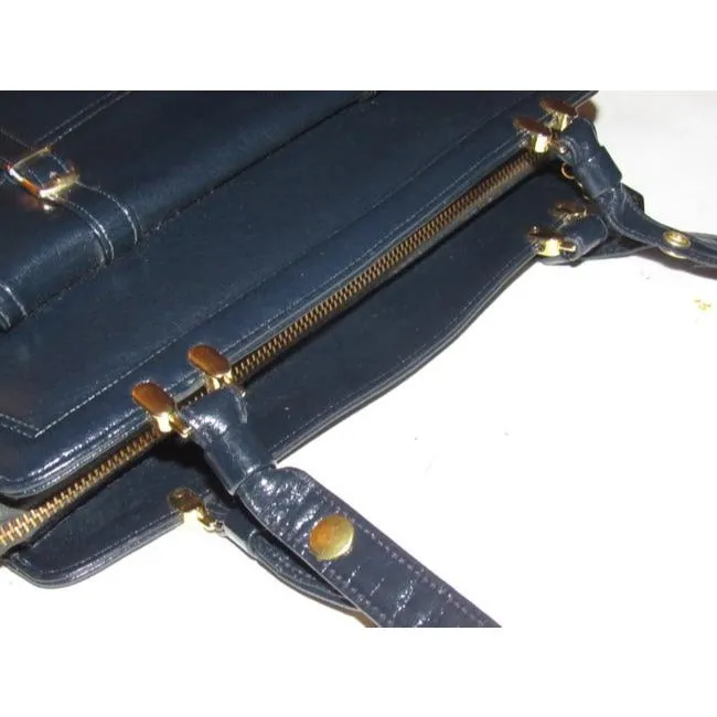 Zenith Vintage Pursesdesigner Purses Dark Navy Blue Leather Shoulder Bag